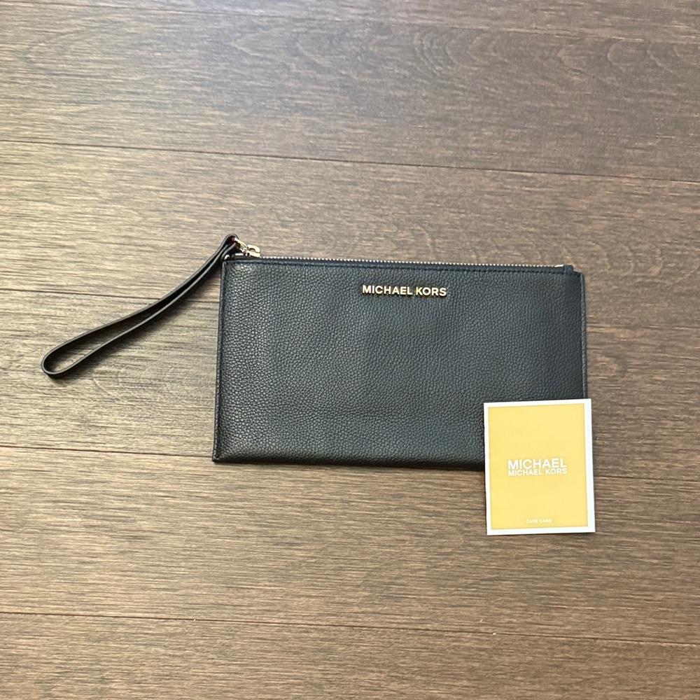 Michael Kors Black Wristlet with Gold Accents NWT